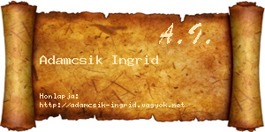 Adamcsik Ingrid névjegykártya